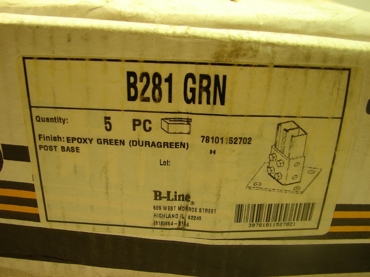 COOPER B-LINE B281 GRN GREEN POST BASE ***NIB***