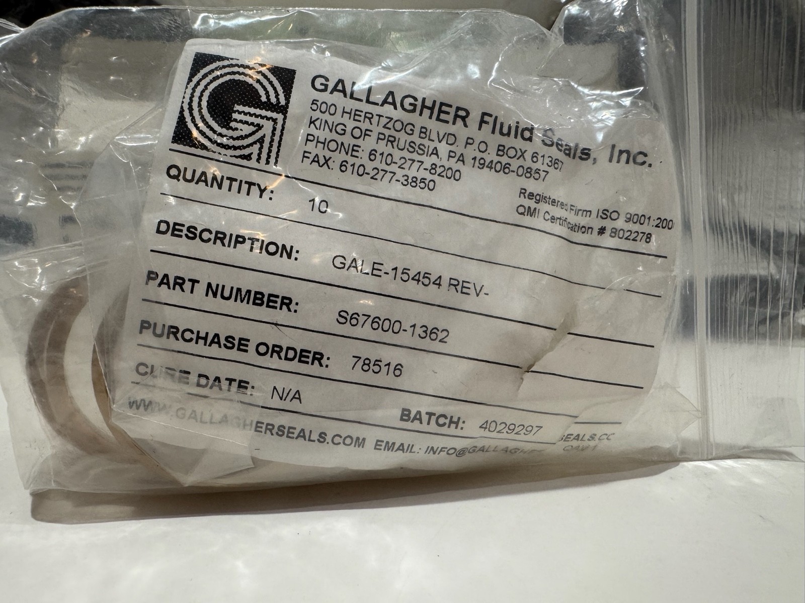 Industrial Fluid Seals Lot Gallagher Fluid Seals American Variseal Stainless Par