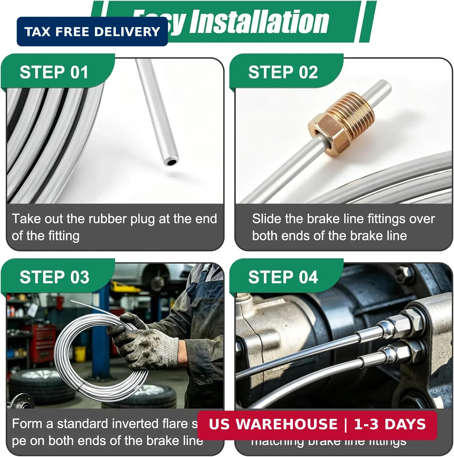 25Ft 3/16″ Upgraded Zinc Coated Steel Brake Line Tubing Kit, Robust Reliable Hyd