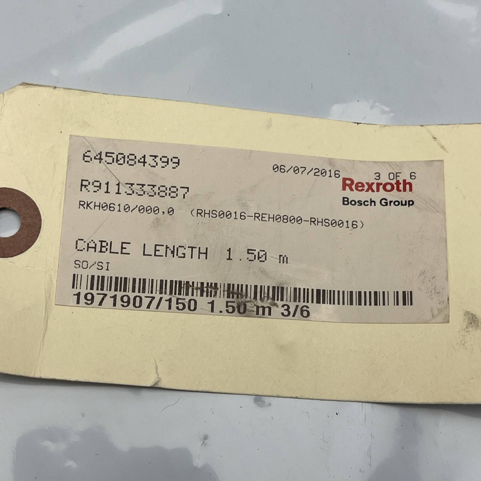 Bosch-Rexroth R911333887 RKH0610 Hybrid Motor/Encoder Cable 1.5m – New CNC
