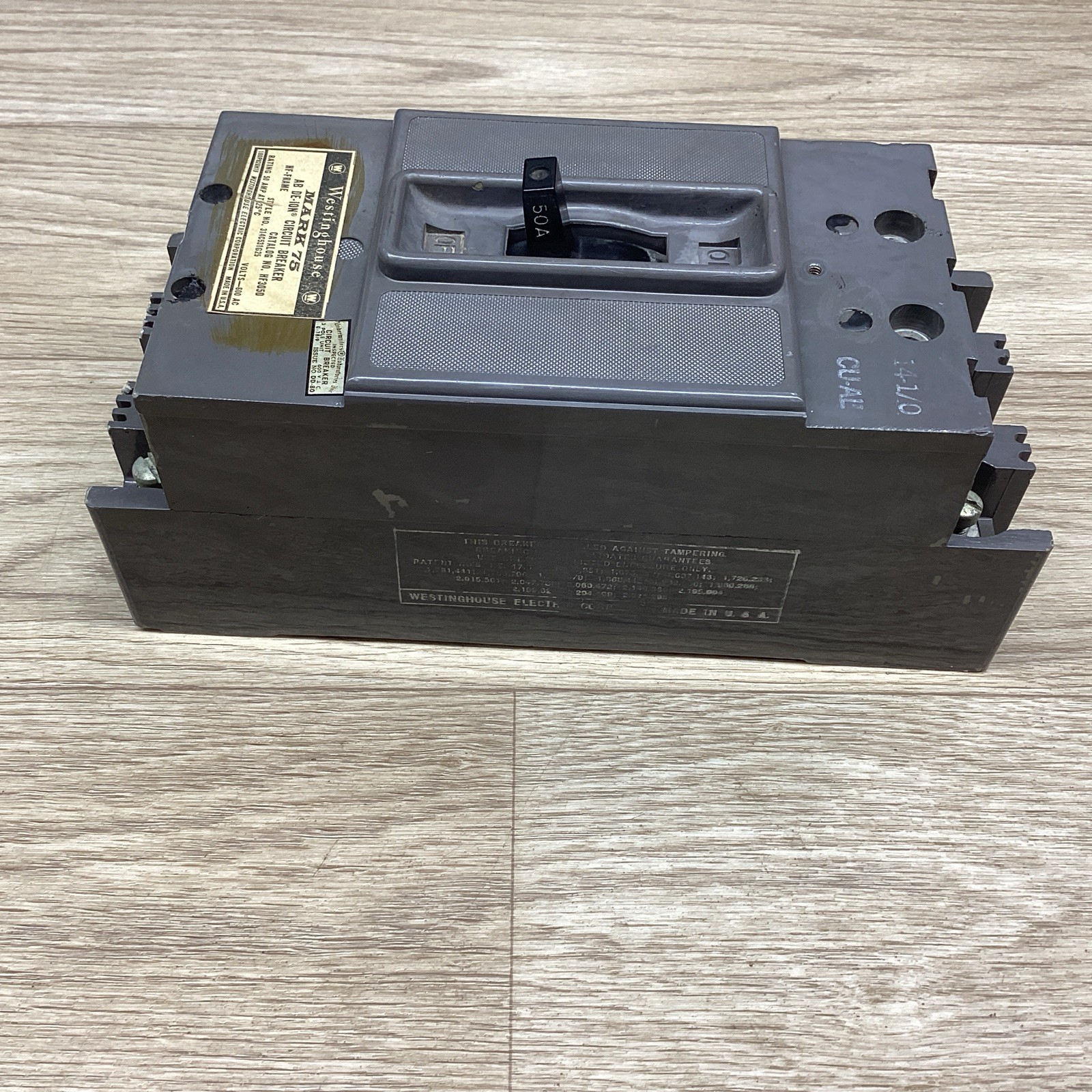 WESTINGHOUSE MARK 75 HF3050 50 AMP 3 POLE 600AC CIRCUIT BREAKER #803D100PR6*CO