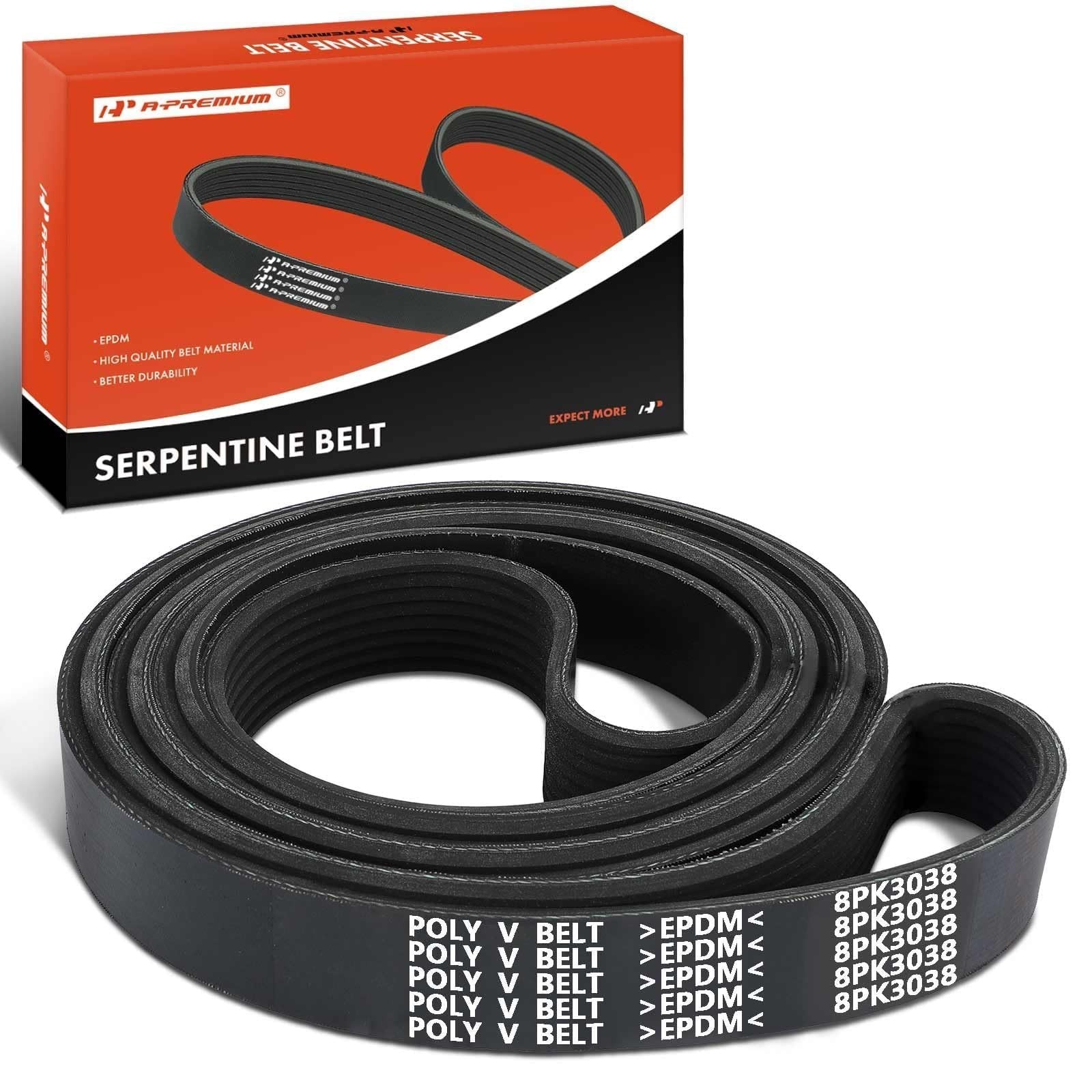 A-Premium 119.53 Inch 8-Rib Serpentine Drive Belt For Ford F-250 1995-1996, F…
