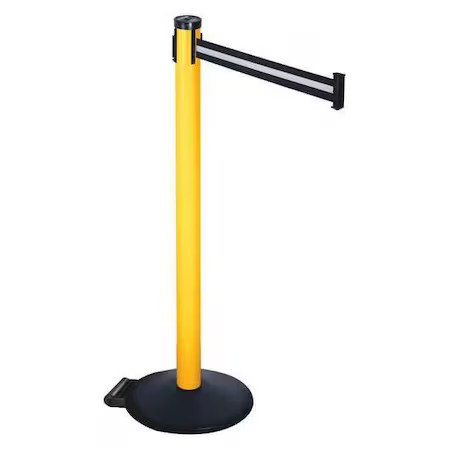 RETRACTA-BELT 305PYW-BW Barrier Post with Belt, Black, 10 ft Length, 40 in Post