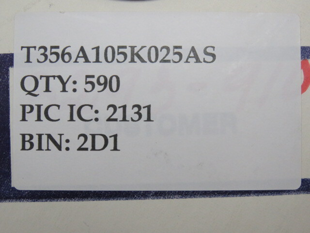 KEMET ELECTRONICS CORP T356A105K025AS Qty of 125 per Lot CAP TANT 1UF 25V 10%
