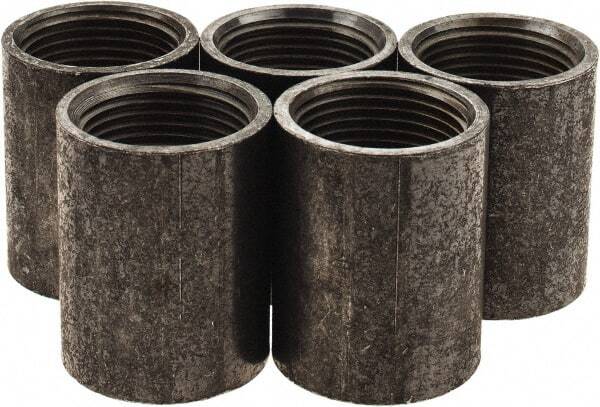 5 Pack 1″ Class 150 Black-Finish Malleable Iron Pipe Couplings