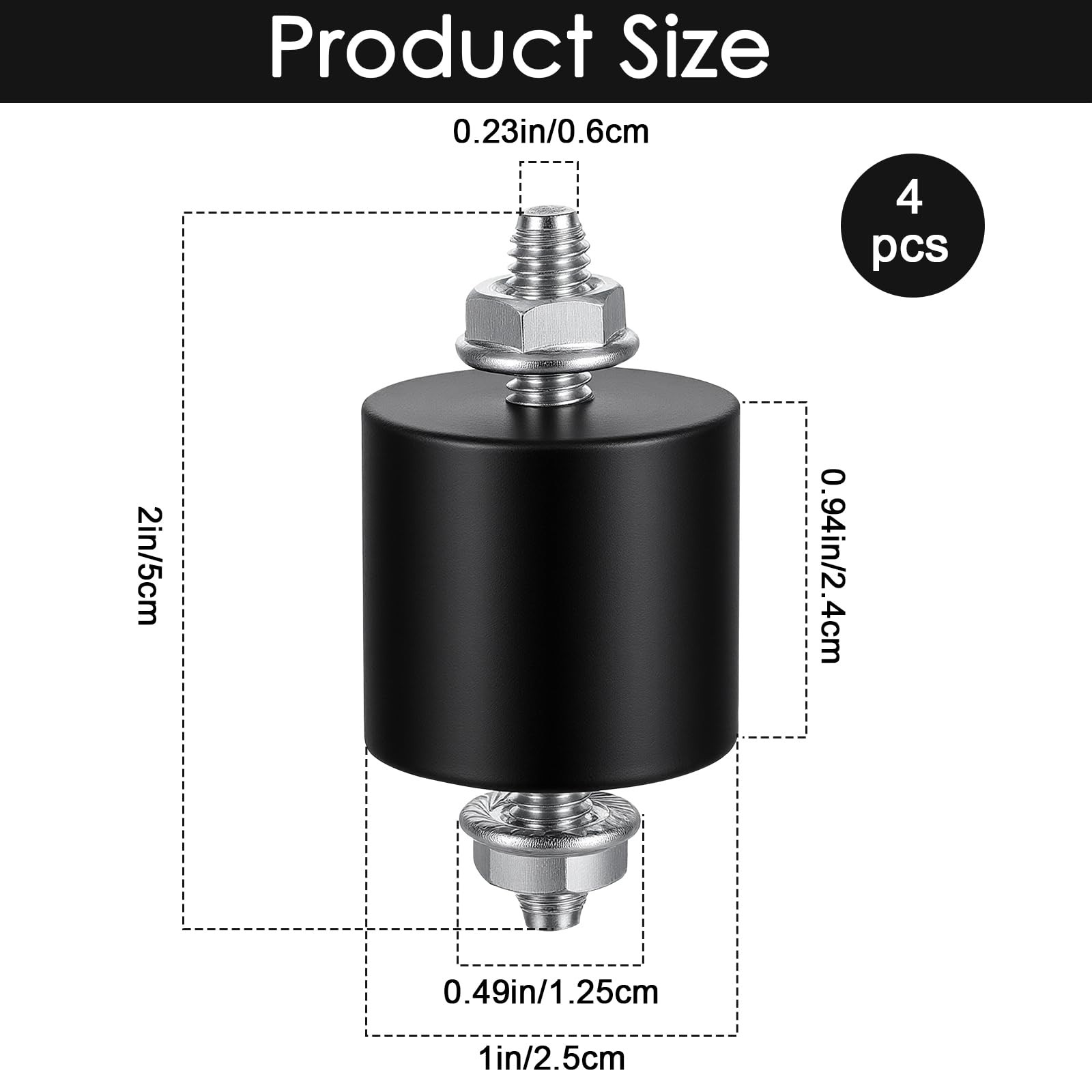 4 Pack 25x25mm M6 Rubber Vibration Isolator Mounts, Rubber Isolator