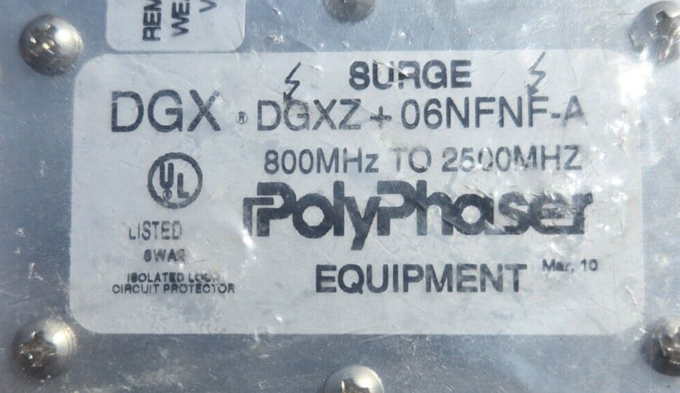 New Polyphaser DGXZ+06NFNF-A 800-2500 MHz Type N Female / Type N Female