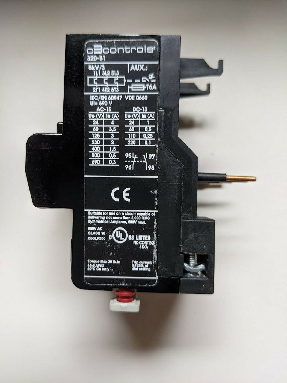 C3 Controls Thermal Overload 8.0 – 12.5 Amps 320-B1U12