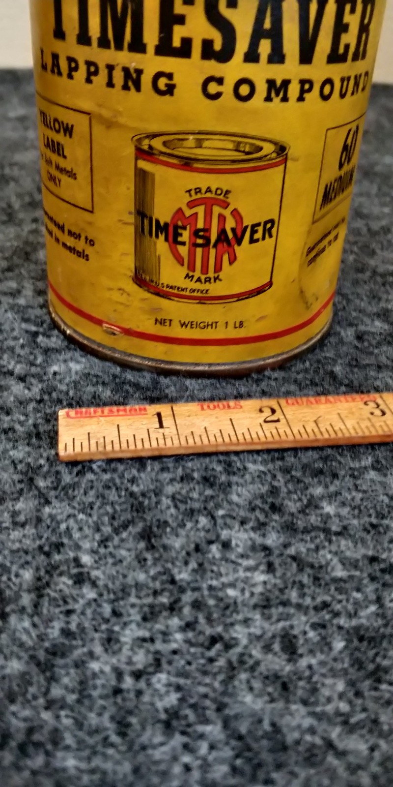 FULL CAN new old stock TIMESAVER LAPPING COMPOUND YELLOW LABEL 60N MEDUIM