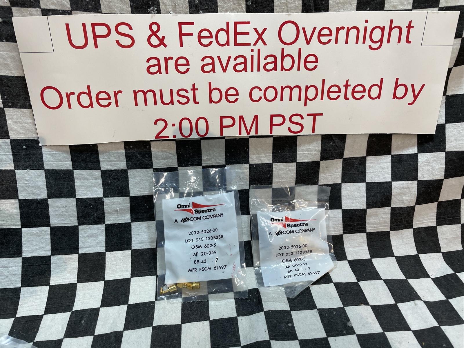 Omni Spectra 2032-5026-00, AP20-059, Straight Cable Plug, LOT OF 2, SHIPSAMEDAY