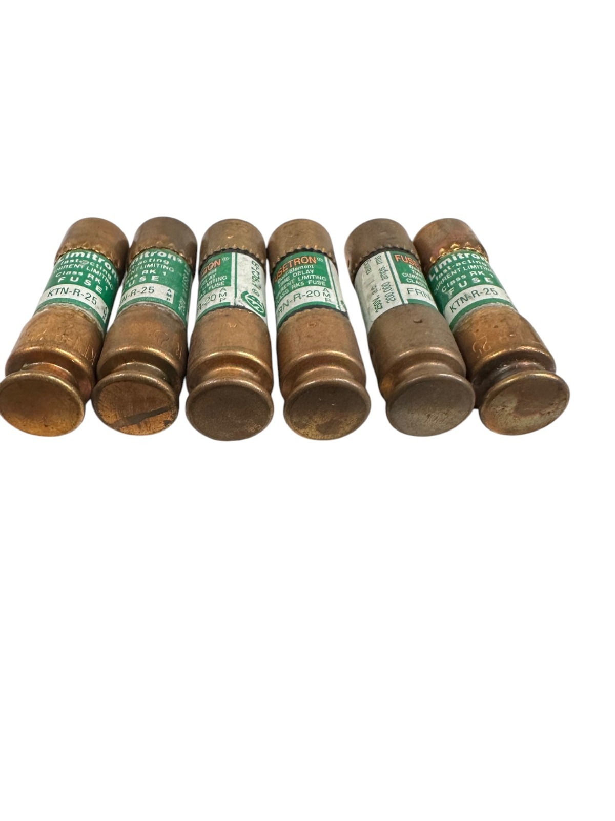 BUSS FUSETRON FRN-R-20 Class RK5, LIMITRON KTN-R-25 Class RK1 FUSE (LOT OF 6)