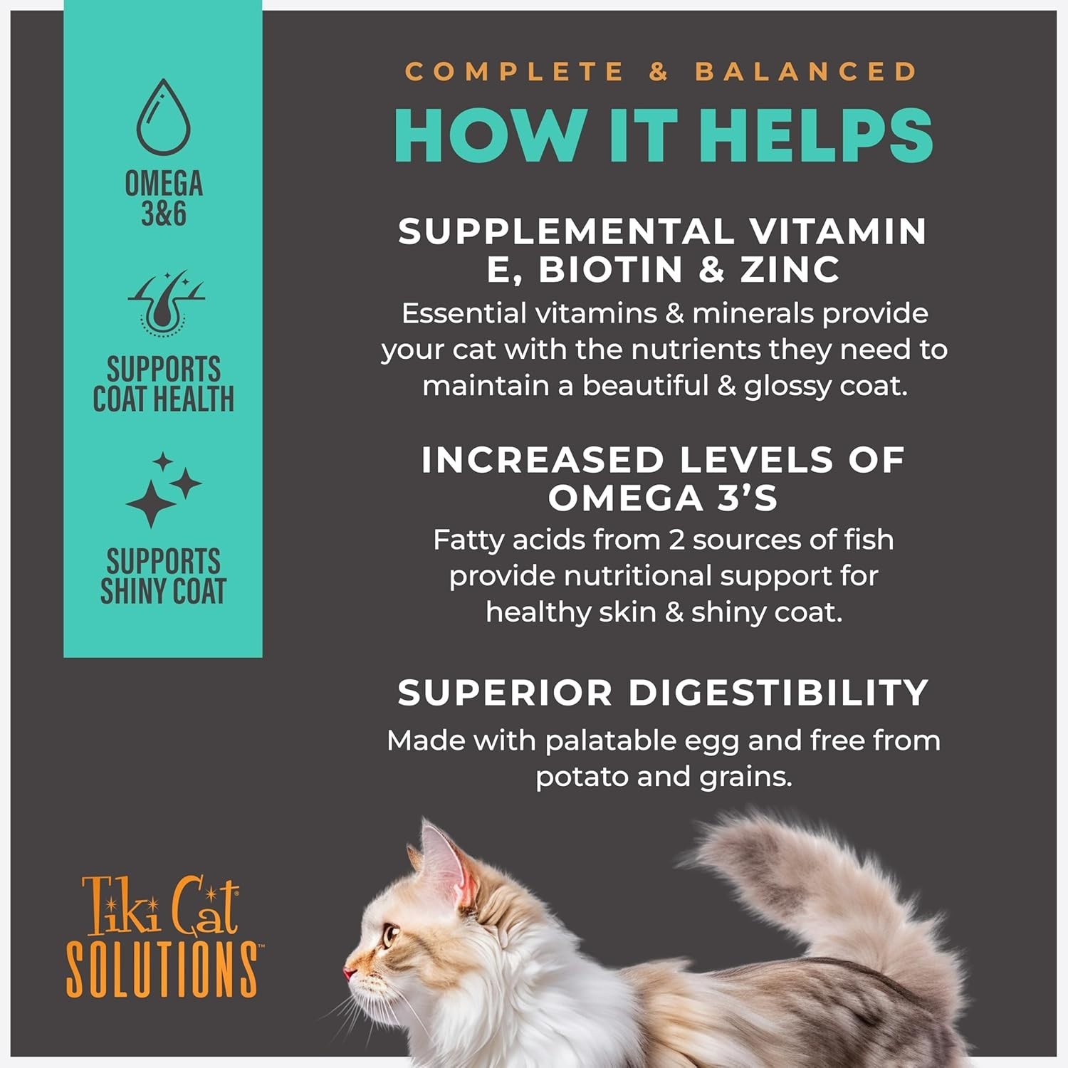 Tiki Cat Solutions Skin & Coat, Salmon & Herring Dry Cat Food, 5.6 lbs.