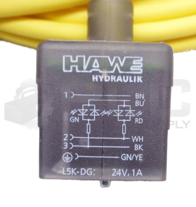LOT OF 3 NEW HAWE HYDRAULIC L5K-DG LINE CONNECTOR W/ LED, 5m CABLE, DG35-L5K24