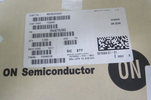 ONSEMI 2N4401RLRAG Qty of 100 per Lot Transistor, Bipolar,Si,NPN,General Purpos