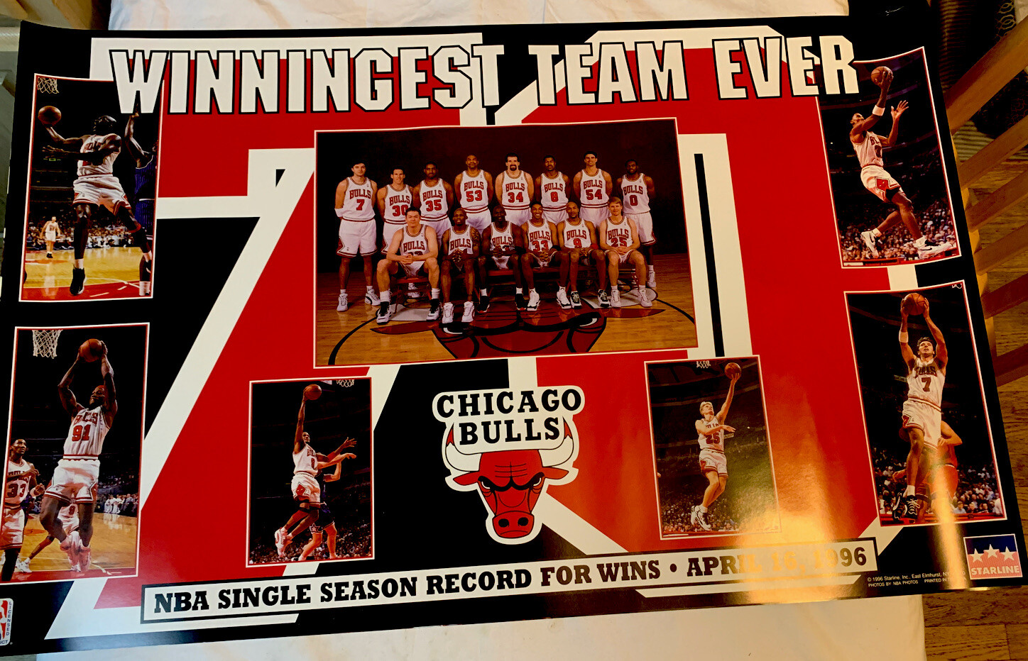 Chicago Bulls 1996 “Winningest Team Ever” Poster Michael Jordan Pippen New