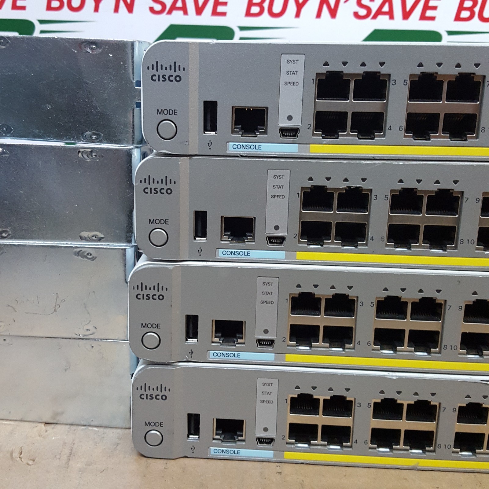 Lot of 4- Cisco Catalyst WS-C3560CX-12TC-S V04 (No Power Crds) Powers On – USED