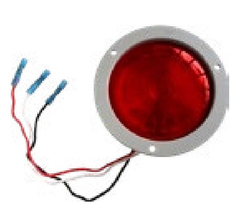 4″ 1 Diode Red LED Flush Mount Stop / Tail / Turn Light, Hardwired w/Gray Flange