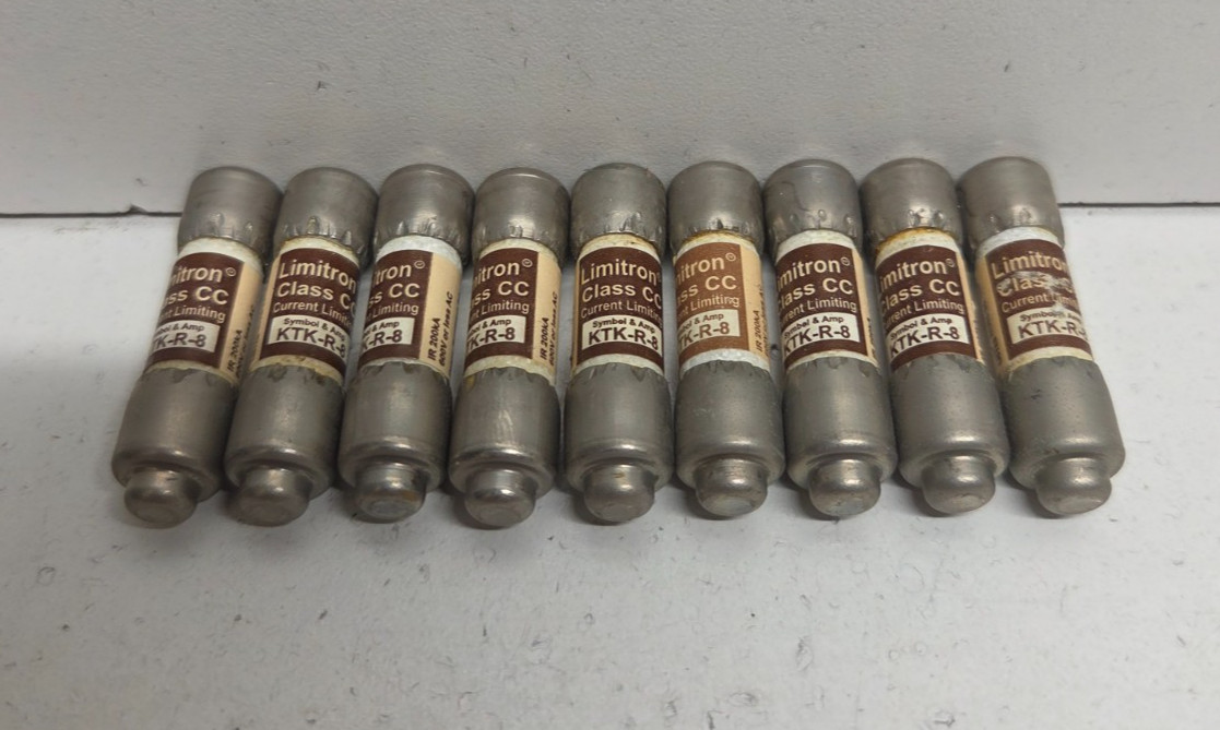 LOT OF 9 NEW NO BOX! BUSSMANN LIMITRON 8A 600V CC CLASS FUSES KTK-R-8