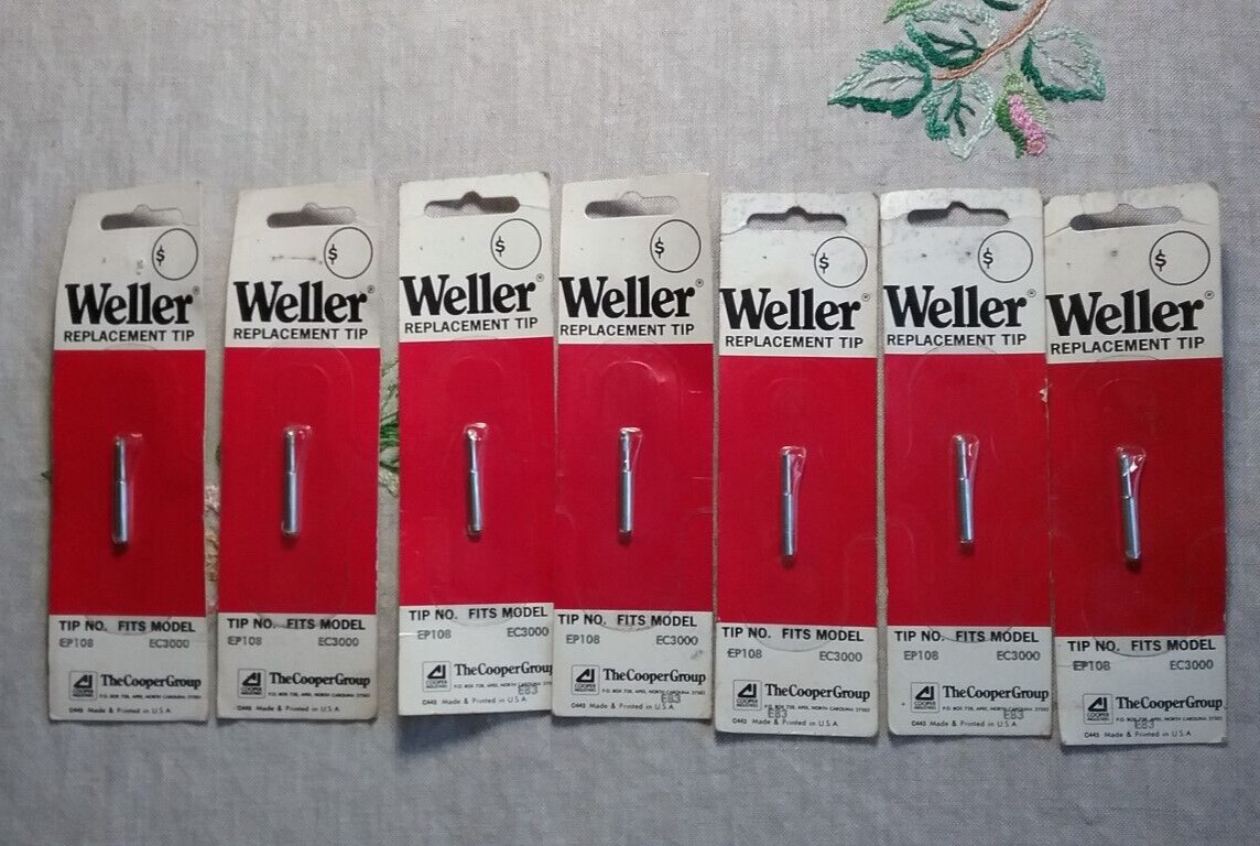 Lot of 7 Weller EP108 Replacement Tips for Model EC3000 Iron NOS