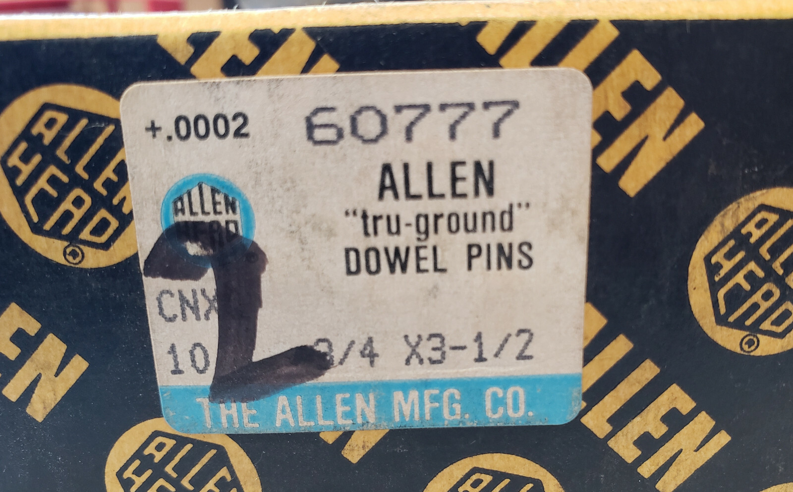 2 x Allen 3/4″ Diameter X 3-1/2 in Long Tru-Ground Steel Dowel Pins 60777 +.0002