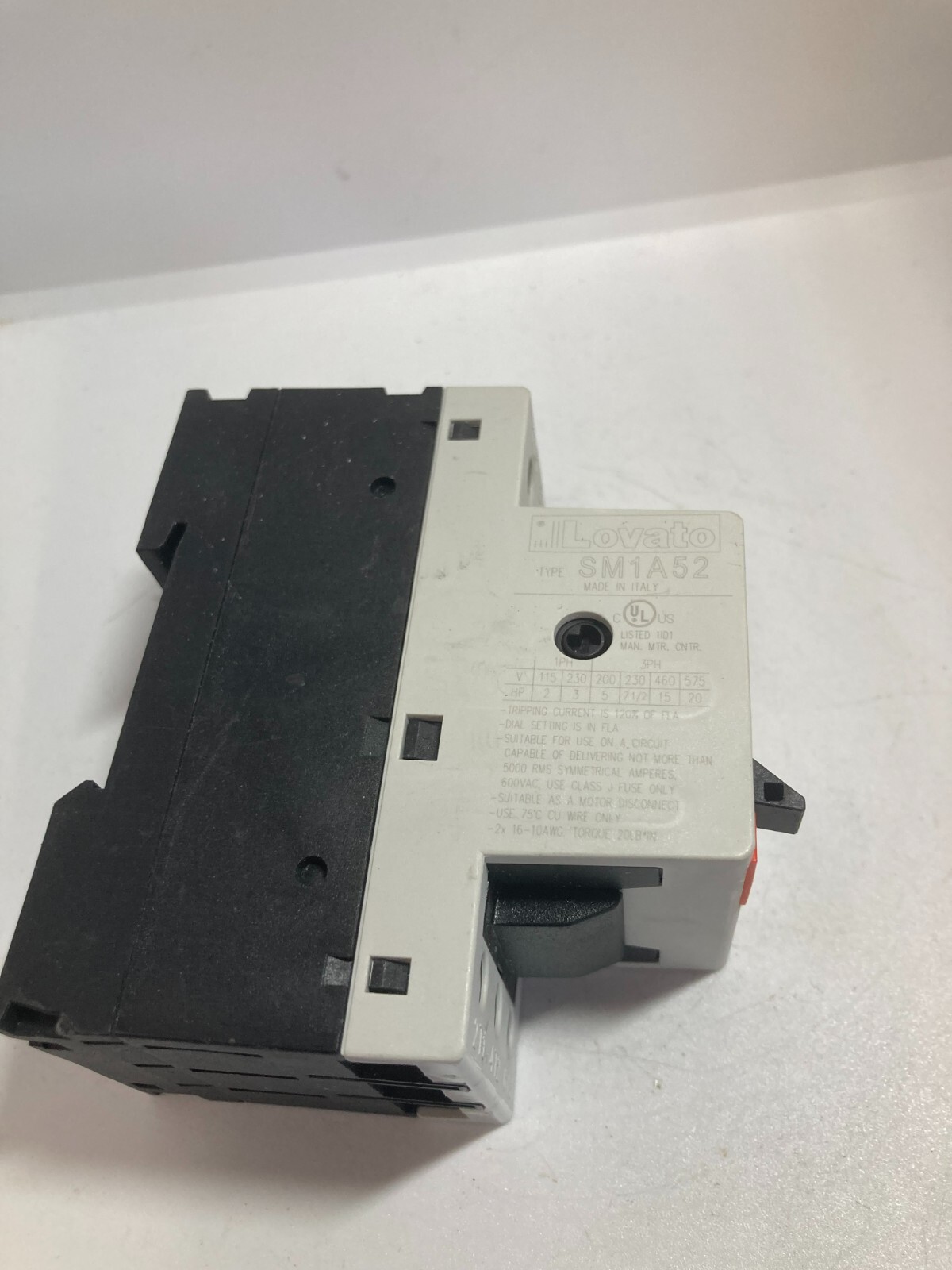 LOVATO 11SM1A52 MOTOR PROTECTION CIRCUIT BREAKER 400V 20-25A NNB