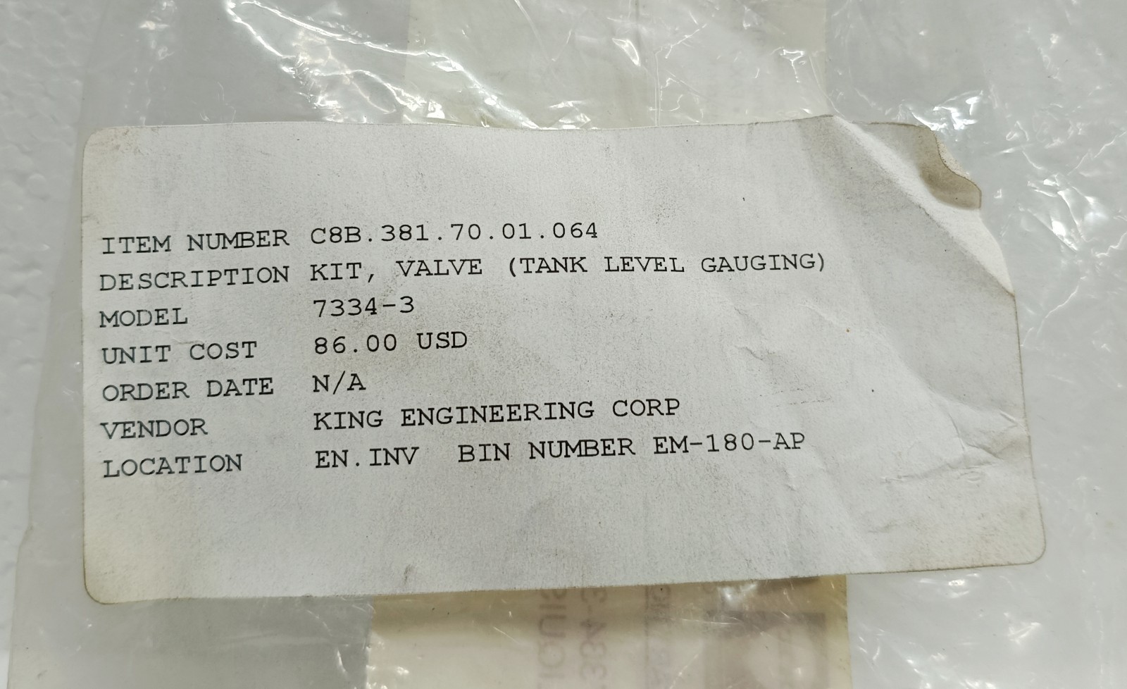 KING GAGE 7334 21 LIQUISEAL SERVICE KIT TANK LEVEL GAUGING TRANSMITTER NEW