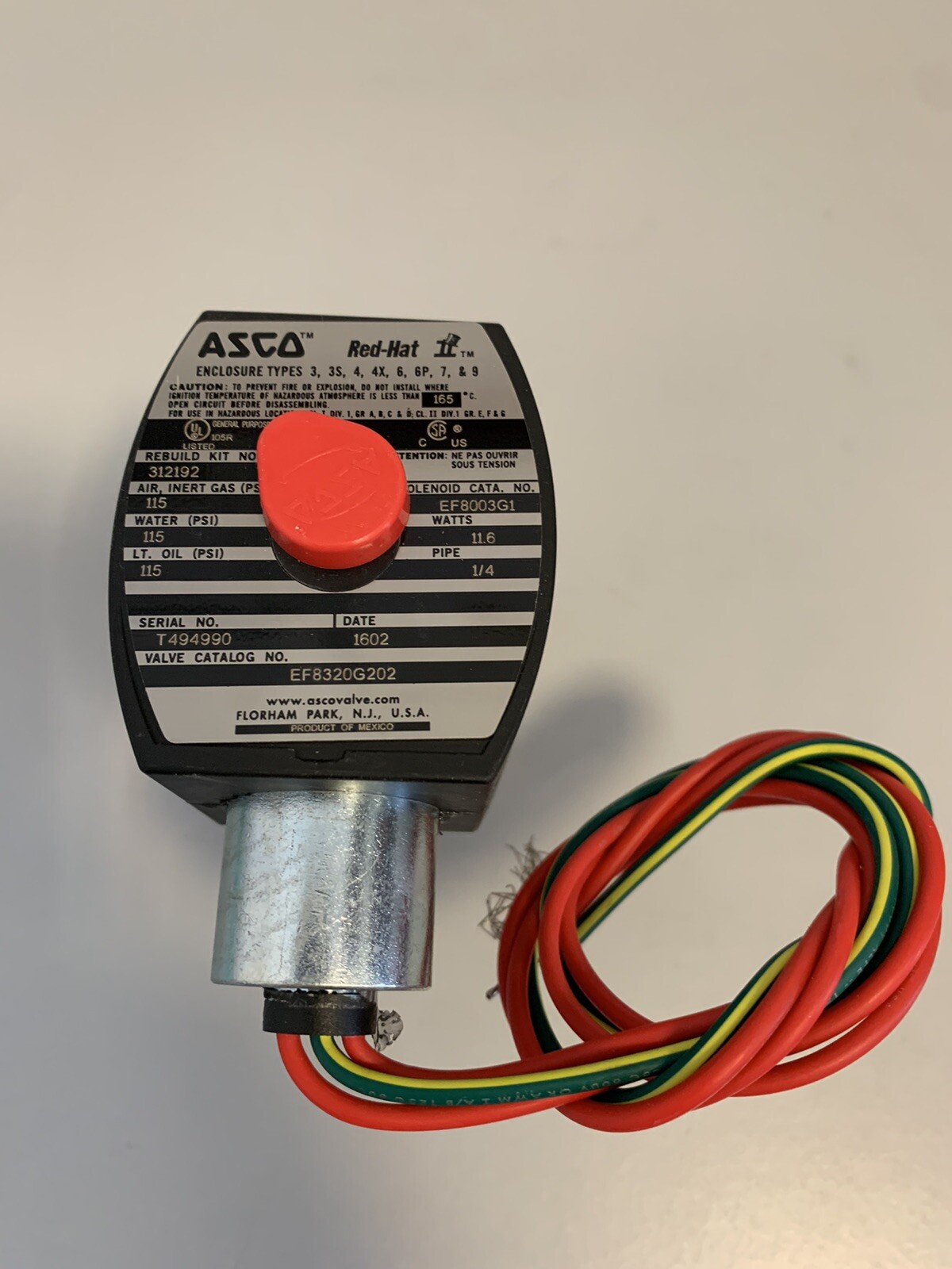 ASCO REDHAT SOLENOID VALVE EF8320G202.24/DC