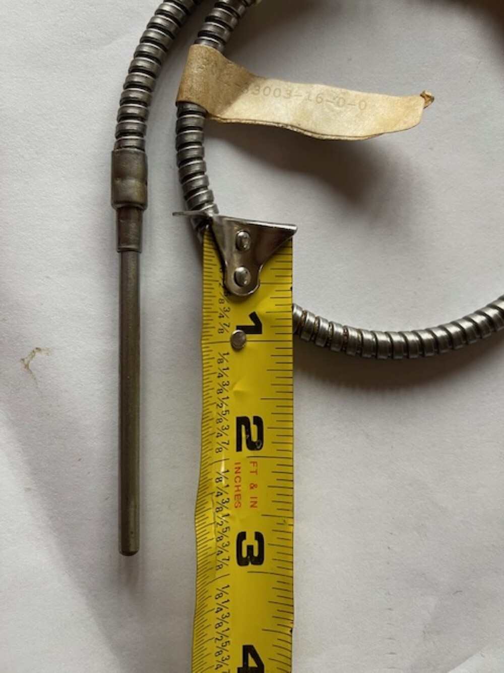Barber Coleman Type J Thermal Couple- 3″ Long 3/16″ Probe 16″ Armor Clad, 750 F