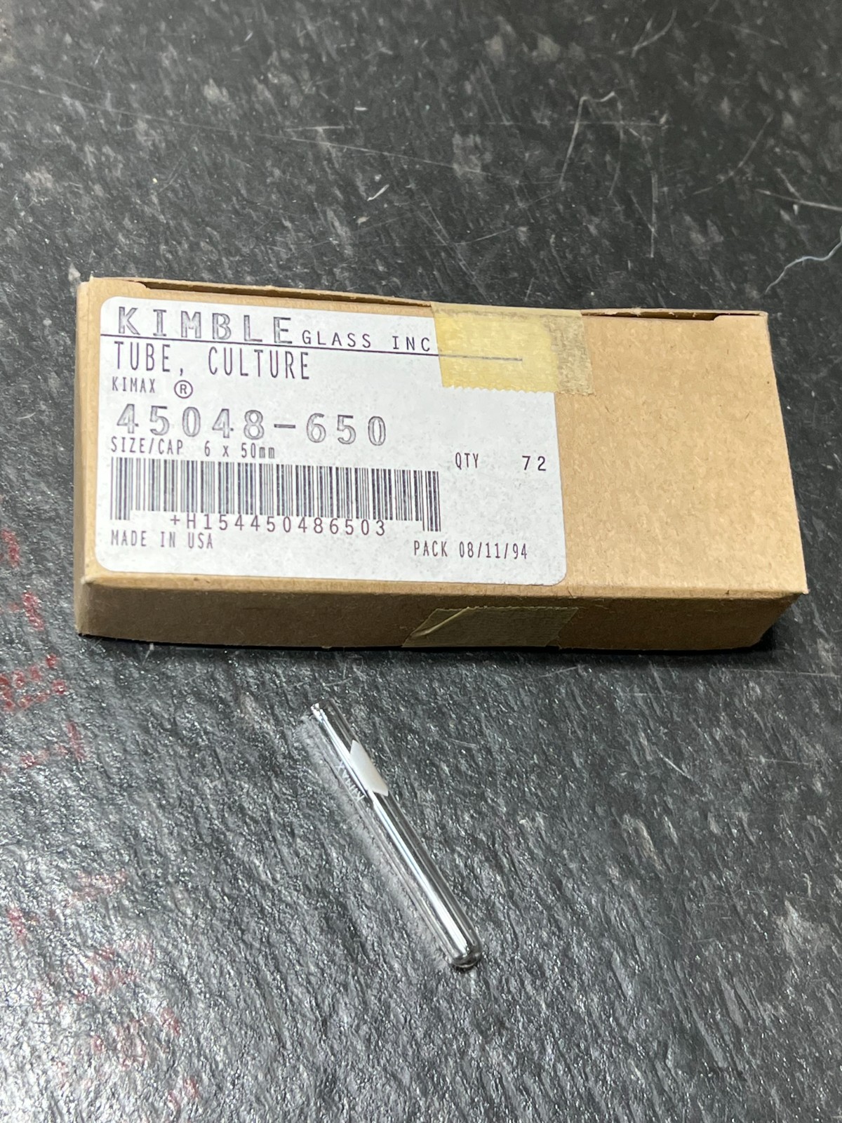 kimble 45048-650 6x50mm tubes nos poor packaging 72pcs