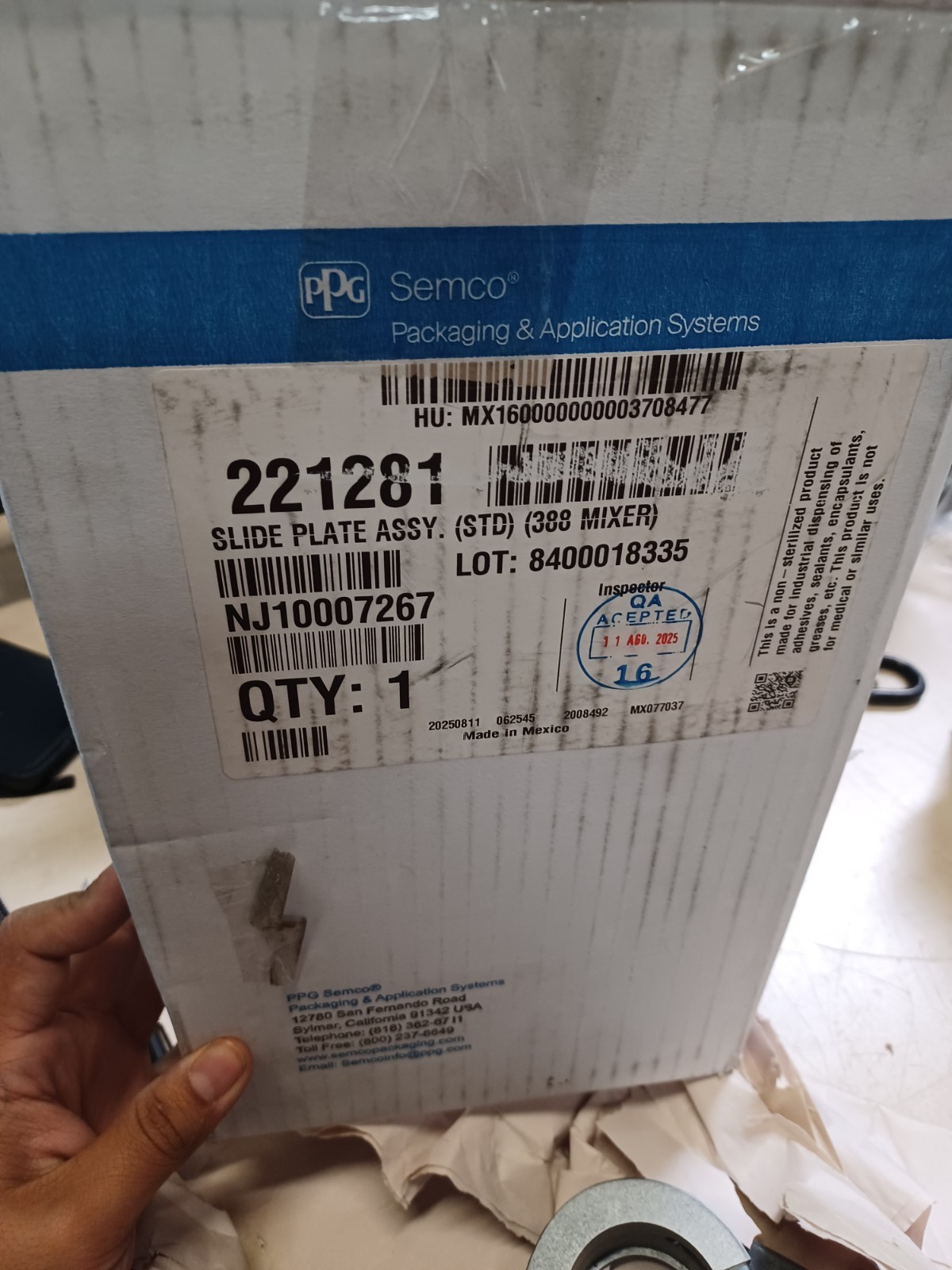 PPG Semco 221281 Model 288 Slide Plate Assembly
