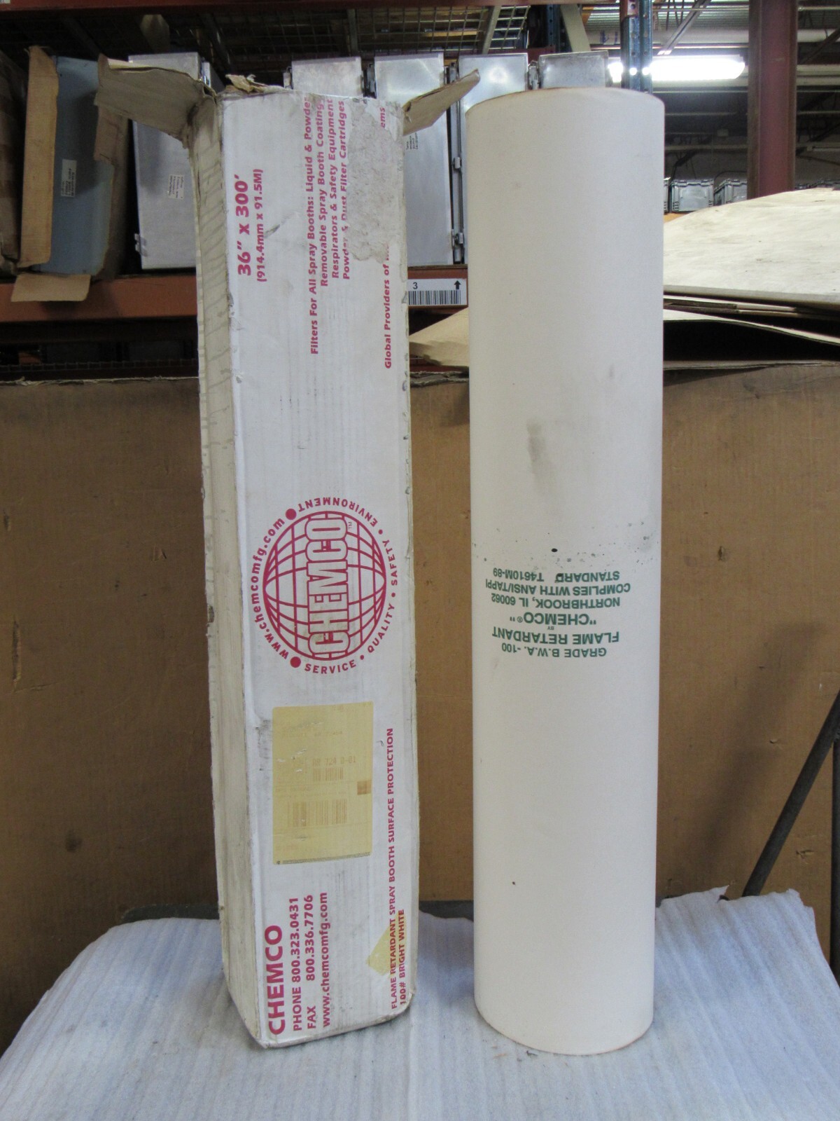 CHEMCO FLAME RETARDANT SPRAY BOOTH SURFACE PROTECTION PAPER 100# 36″ X 295′