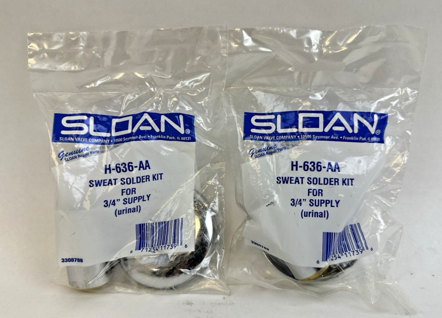 SLOAN H-636-AA SWEAT SOLDER KIT FOR 3/4” SUPPLY (URINAL) LOT OF 2