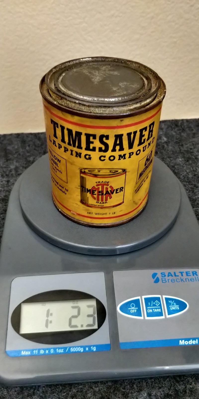 FULL CAN new old stock TIMESAVER LAPPING COMPOUND YELLOW LABEL 60N MEDUIM