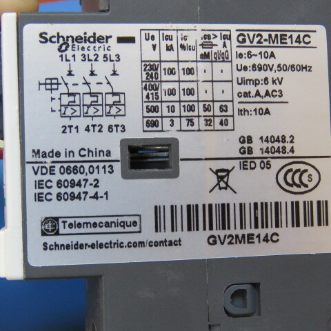 SCHNEIDER GV2ME14 Qty of 1 per Lot SCHNEIDER GV2ME14