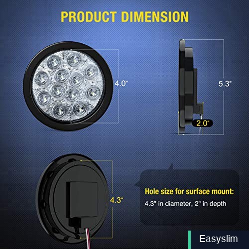 Reverse Light 4″ LED Round White 12 Piranha LEDs Truck Trailer 2 Pc