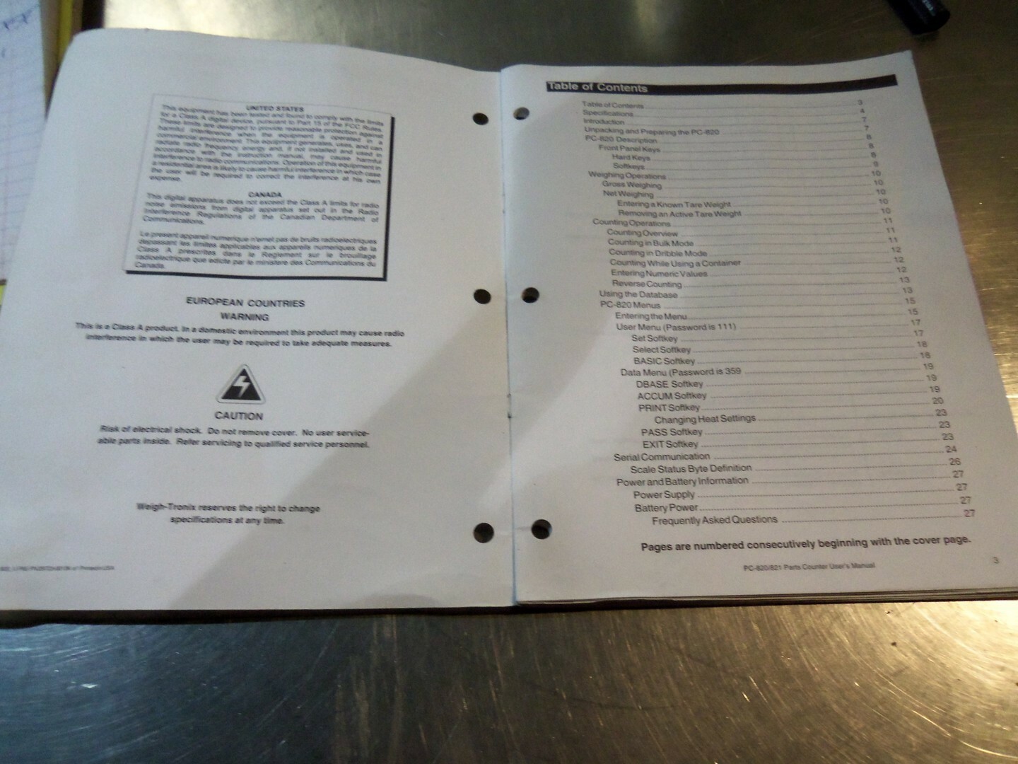 Avery Weigh-Tronix User’s Manual PC-820/821 *FREE SHIPPING*