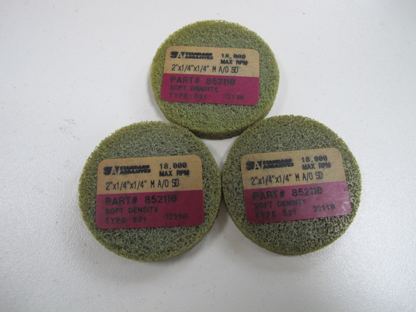 (3) Standard Abrasives A/O Unitized Wheels 852110 2 x 1/4 x 1/4″ BriteRite 3-pcs