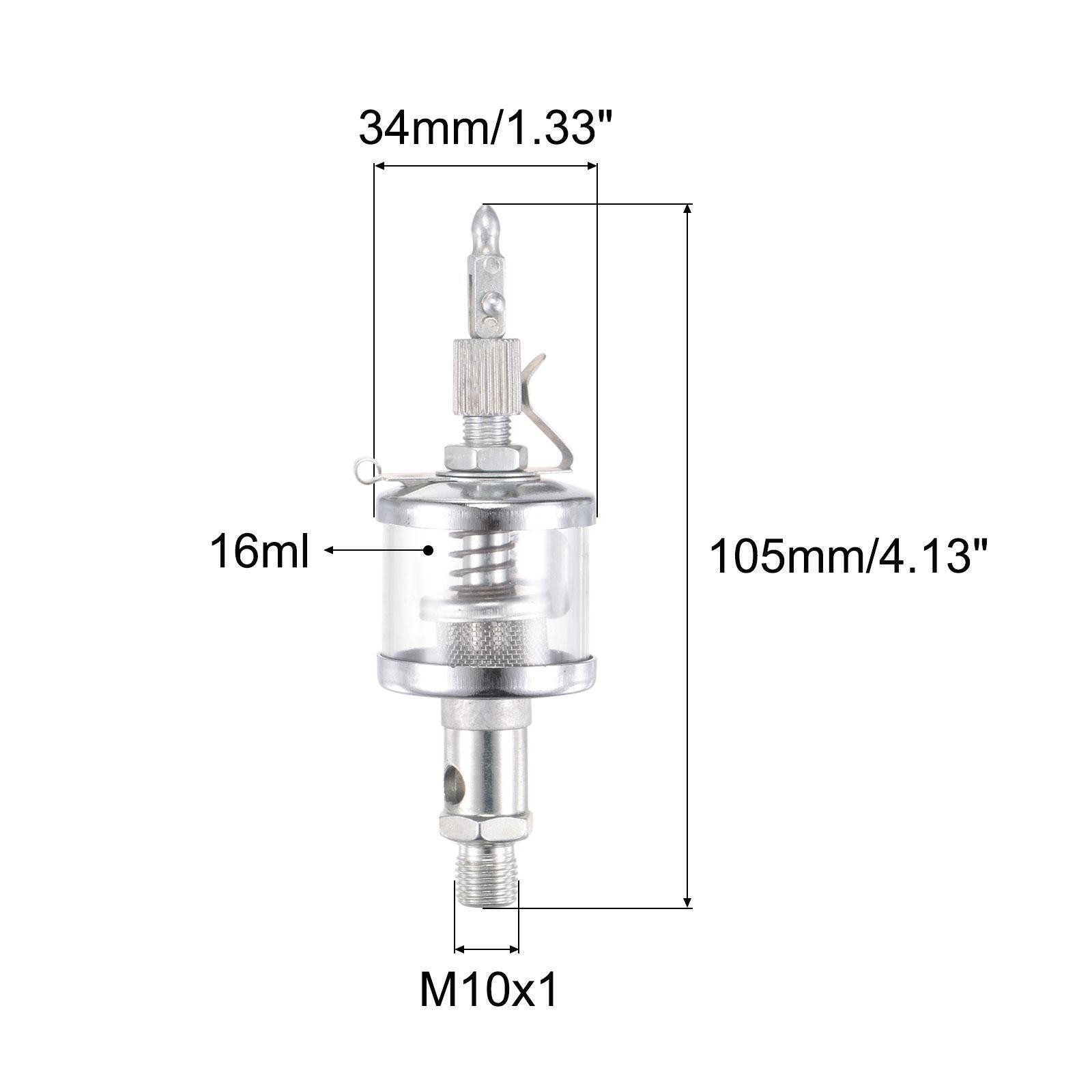 Needle Valve Type Oil Cup M10x1 Thread 16ml Sight Gravity Drip Feed Oiler