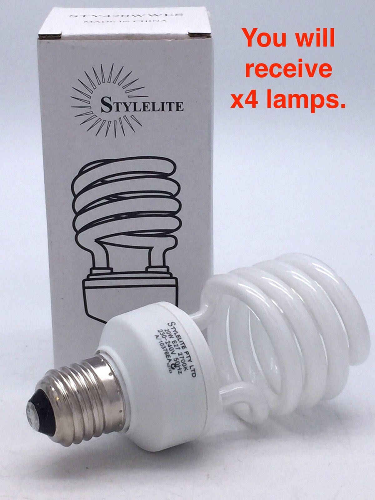 STYELITE STY420WWES Spiral Globe 20W 2700K E27 230-240V Lamp Warm White x4