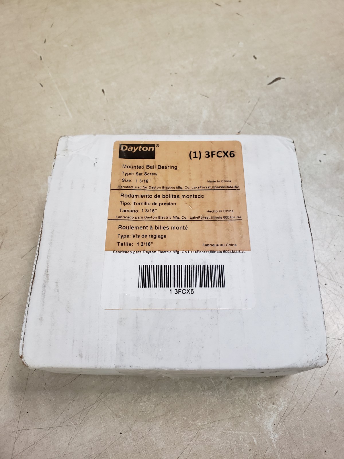 Dayton 4 Bolt Flange Bearing, Ball, 1-3/16in Bore 3FCX6 Cast Iron Grey