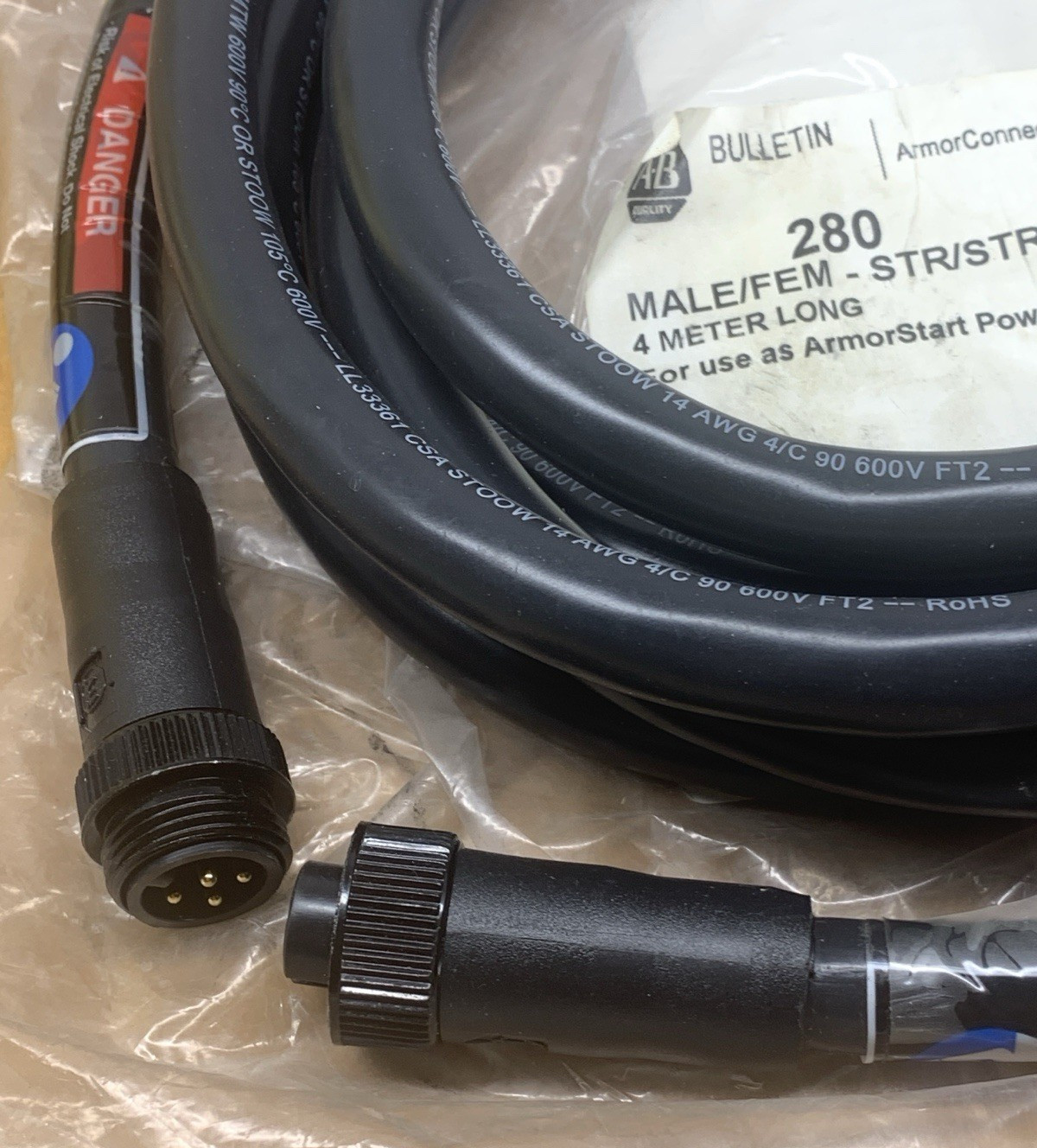 ALLEN BRADLEY 280-PWRM24A-M4 POWRE MEDIA DROP CABLE 4 METER **NEW**