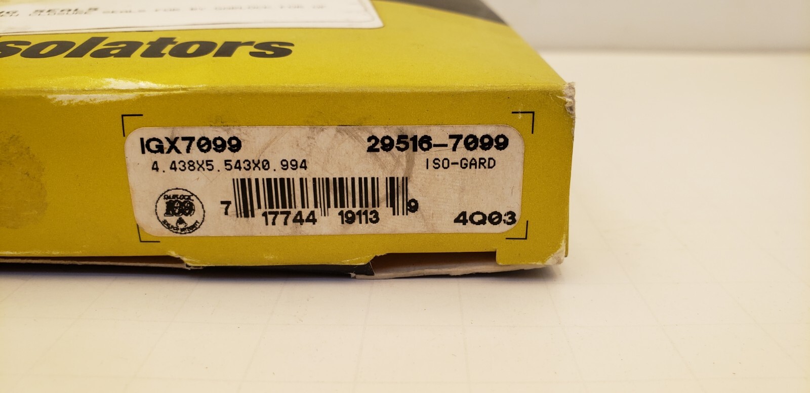 KLOZURE GARLOCK 29516-7099 ISO-GARD BEARING ISOLATOR, 4.438″x5.543″x0.994″, NIB