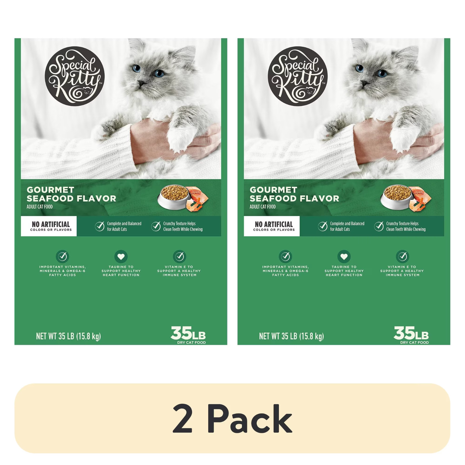 2Pack Special Kitty Gourmet Formula Seafood Blend Flavor Dry Cat Food, 35 lb Bag