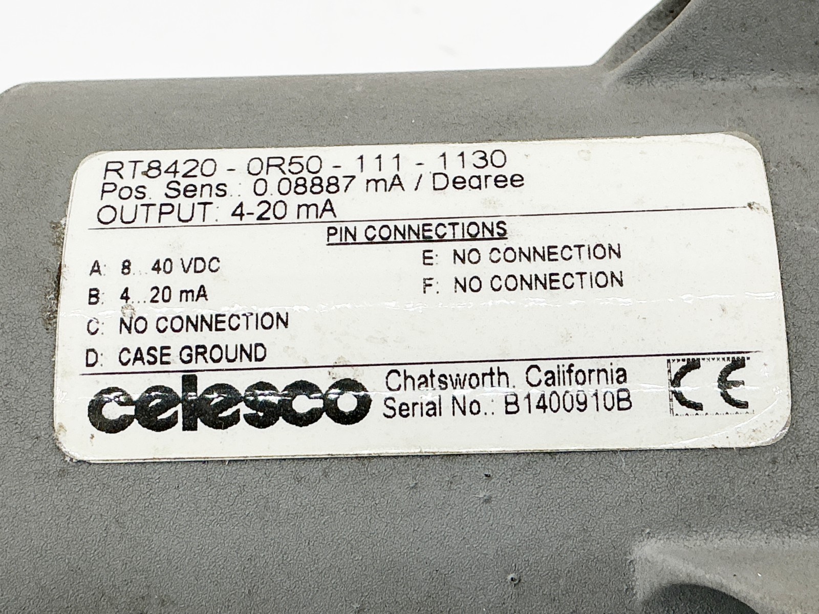 Celesco RT8420-0R50-111-1130 Transducer 4-20mA 40VDC