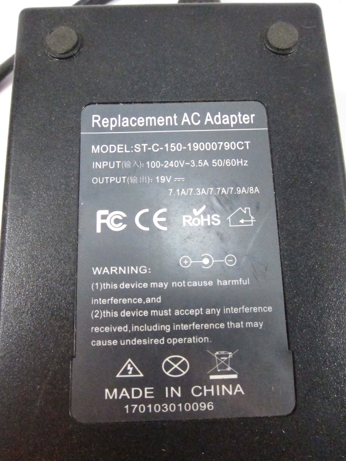 Clevo ST-C-150-19000790CT Replacement AC Adapter 19V