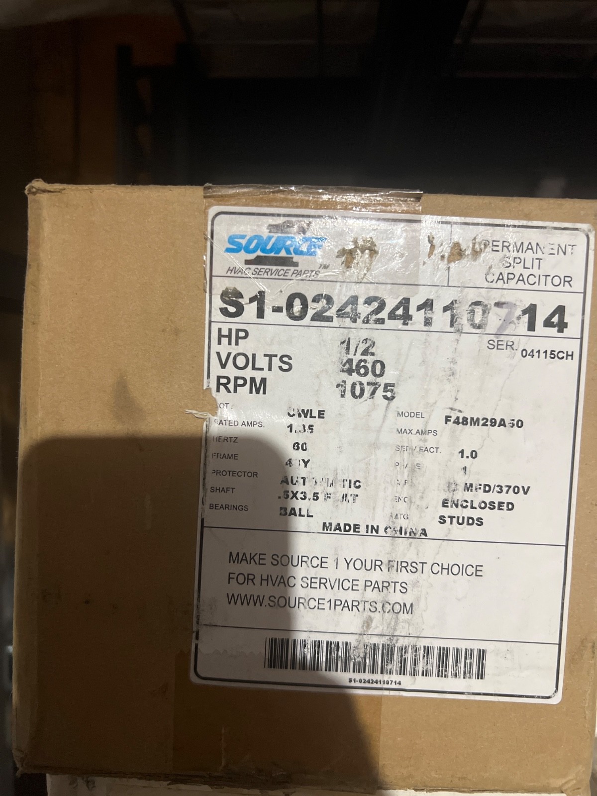 York F48M29A50 S1-02424110714 1/2 HP 460-380/415 V 1075 RPM MOTOR FREE SHIPPIN