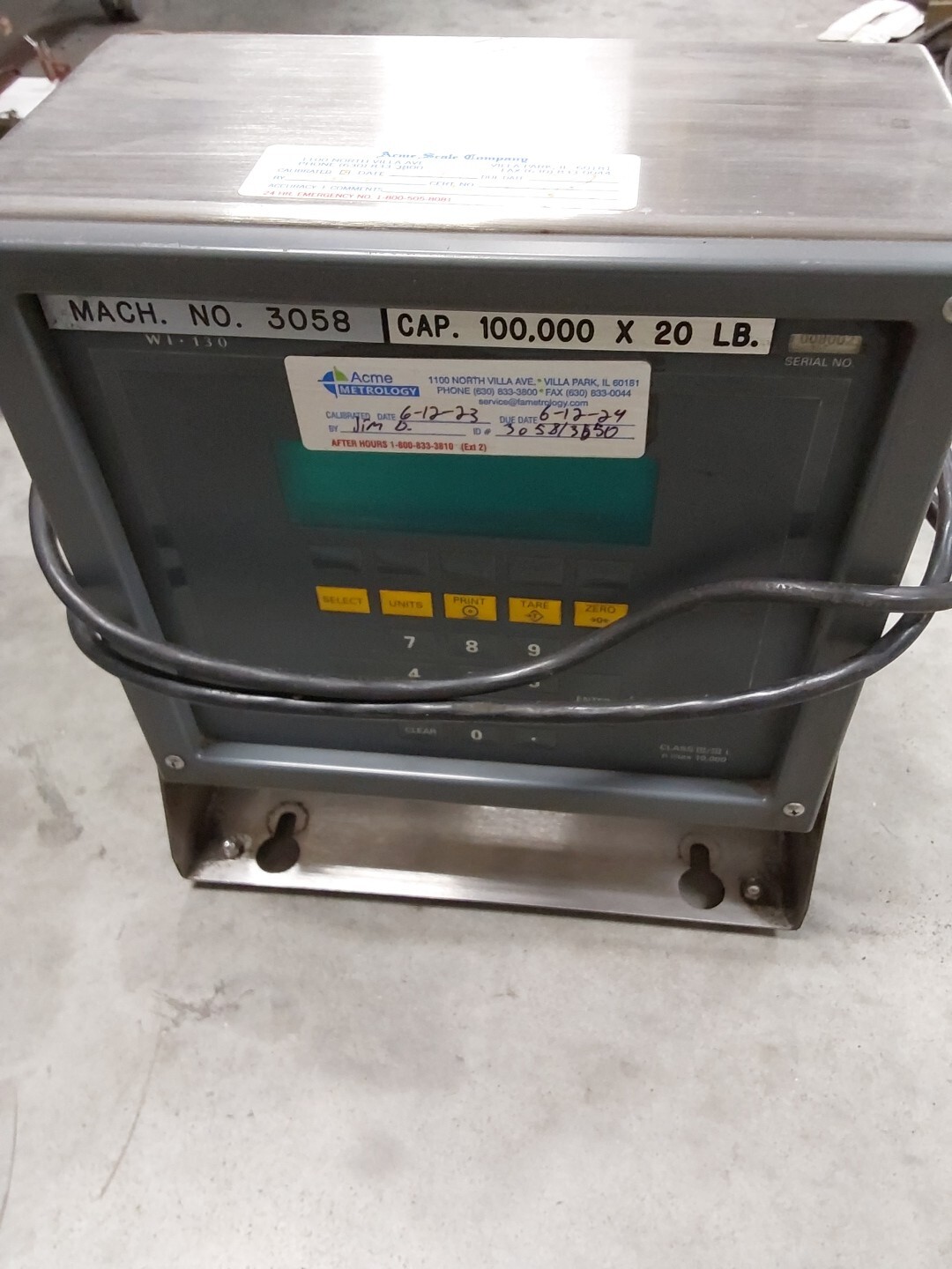 WEIGH-TRONIX WI-130 WEIGHT INDICATOR Cap 100,000