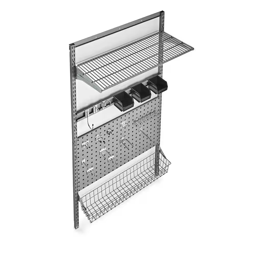 33 In. L X 63 In. H Locboard Wall Mount Storage System with Locboard, Lochook As