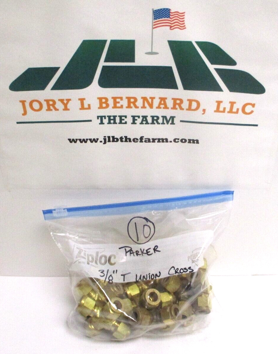 PARKER , BRASS , 3/8″ TUBE UNION CROSS FITTING , LOT OF 10 , SURPLUS