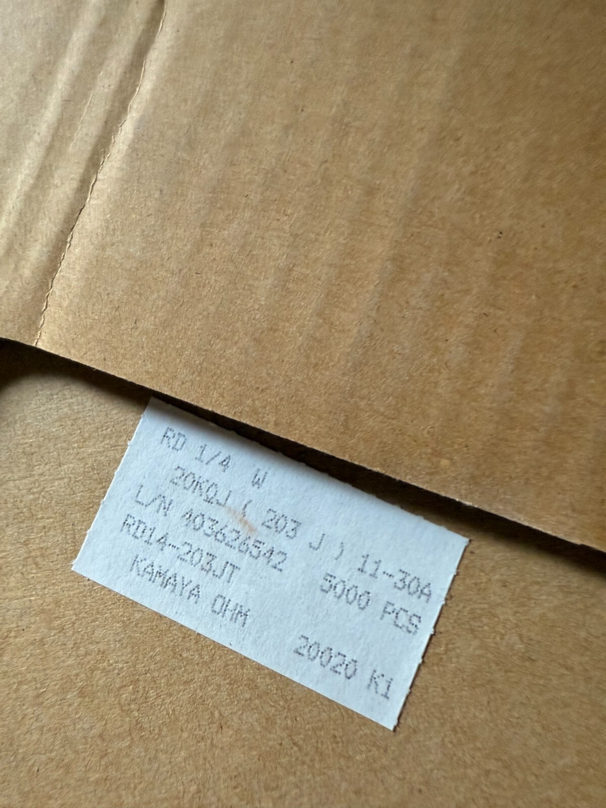 NEW CASE BOX of 5000 Kamaya Resistor RD14-203JT / 1/4W / 20k / 5% r-20k-1/4-5%